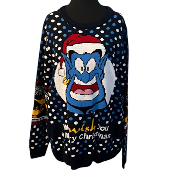 NWOT Unisex Disney Aladdin Ugly Christmas Navy Blue Sweater Size XL - Picture 3 of 13